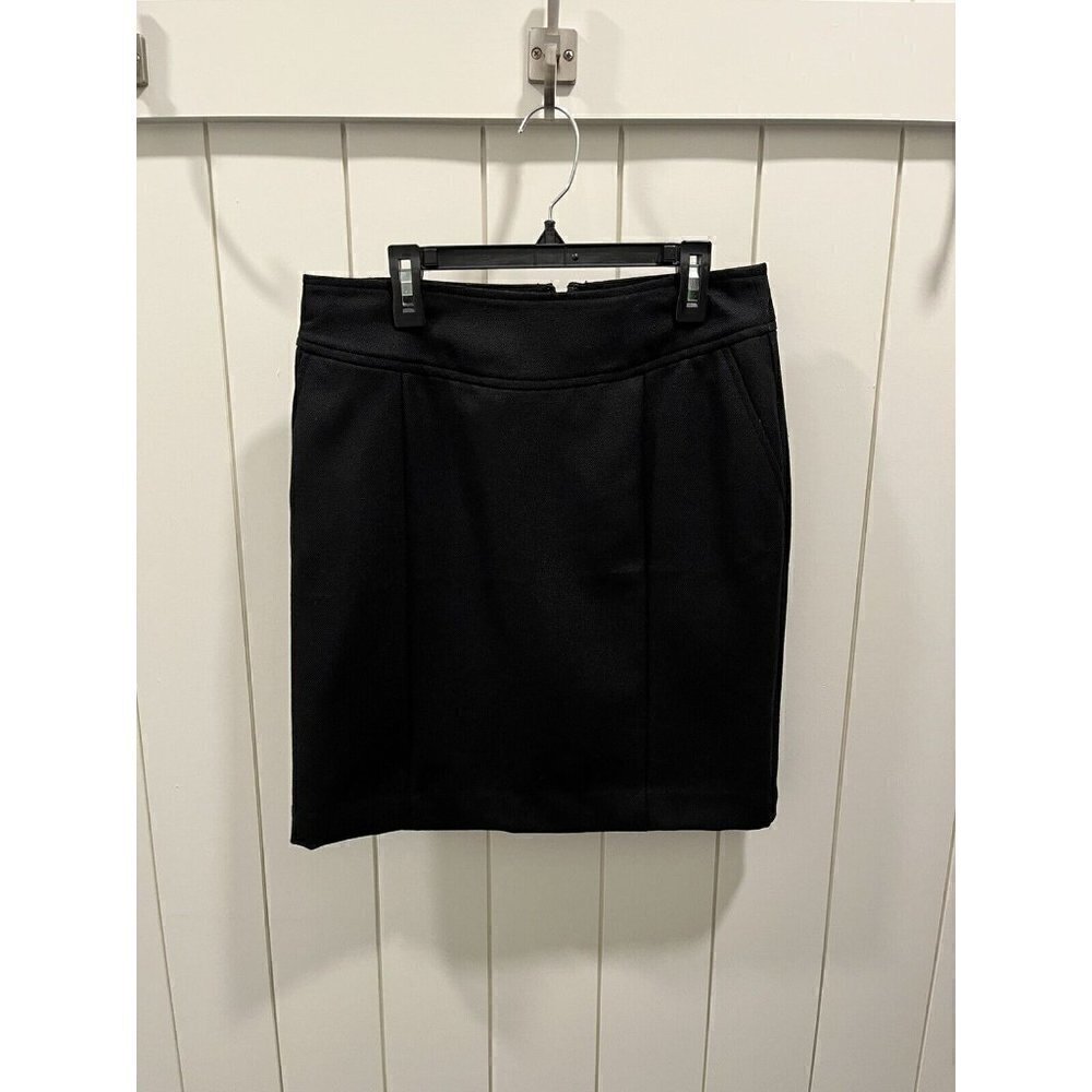 Banana Republic Women's Skirt 4 Black Straight Wool Blend Lined Skirt Pockets